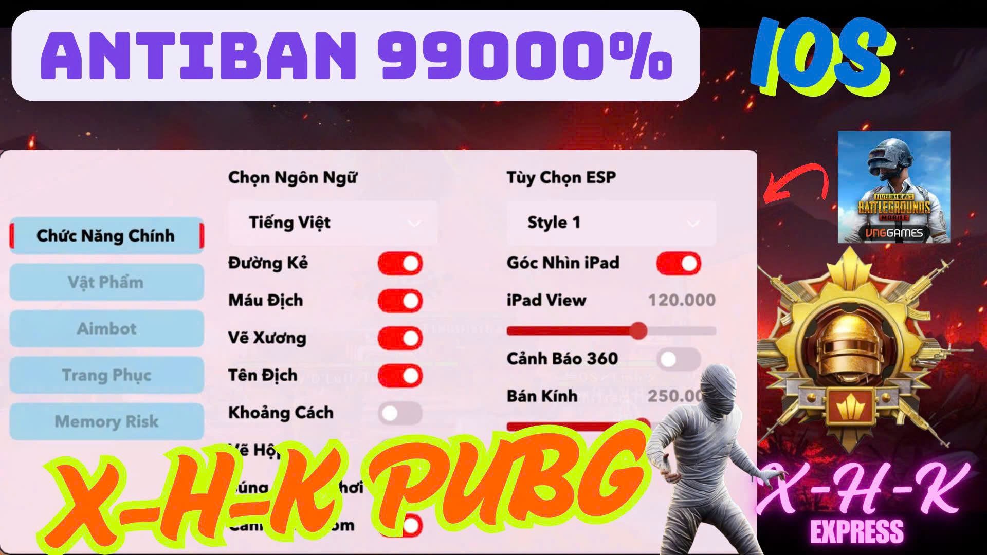 Hack HACK PUBG  X-H-K ( NO JB )